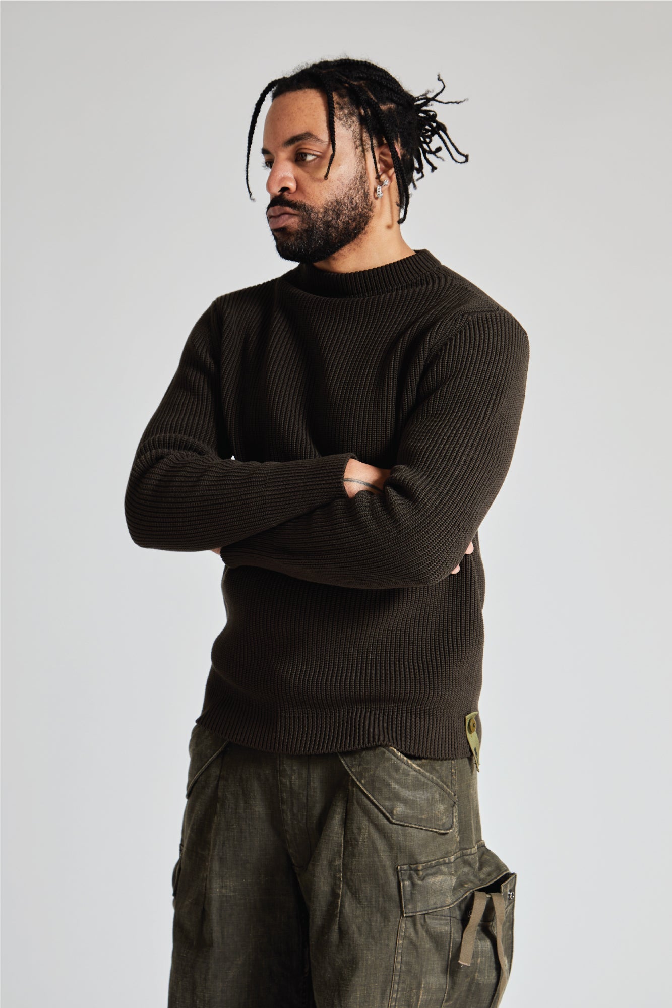 Sailor Mock Neck Sweater - Dark Olive