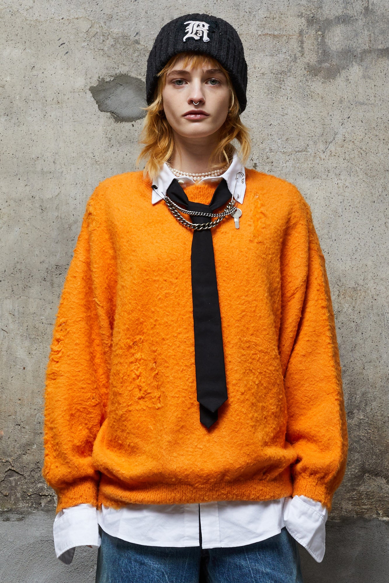 Shaggy Oversized Sweater - Orange