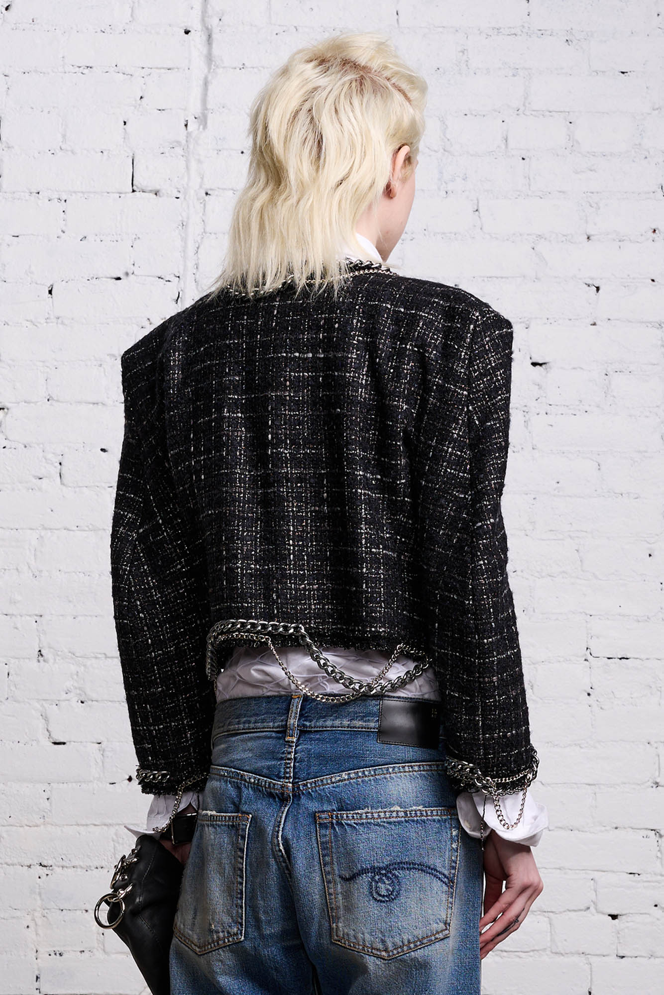 Square Shoulder Jacket - Black Tweed - R13