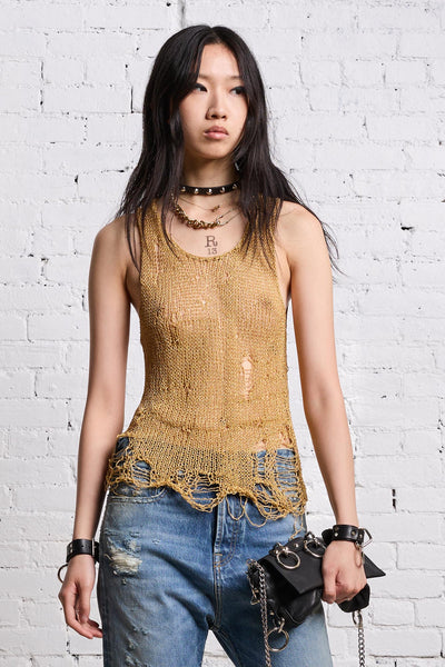 r13-threadbare-tank-top-gold-