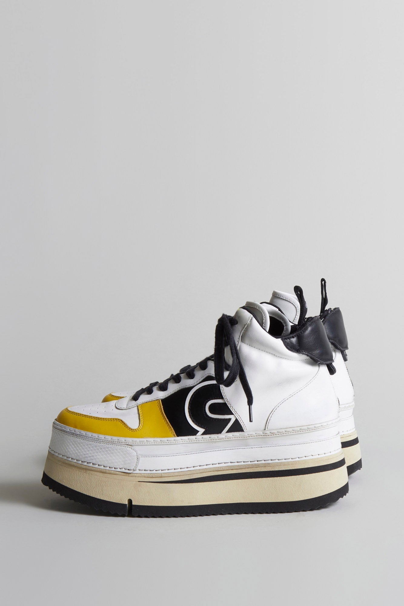 RIOT LEATHER HIGH TOP - SKATE WHITE & YELLOW