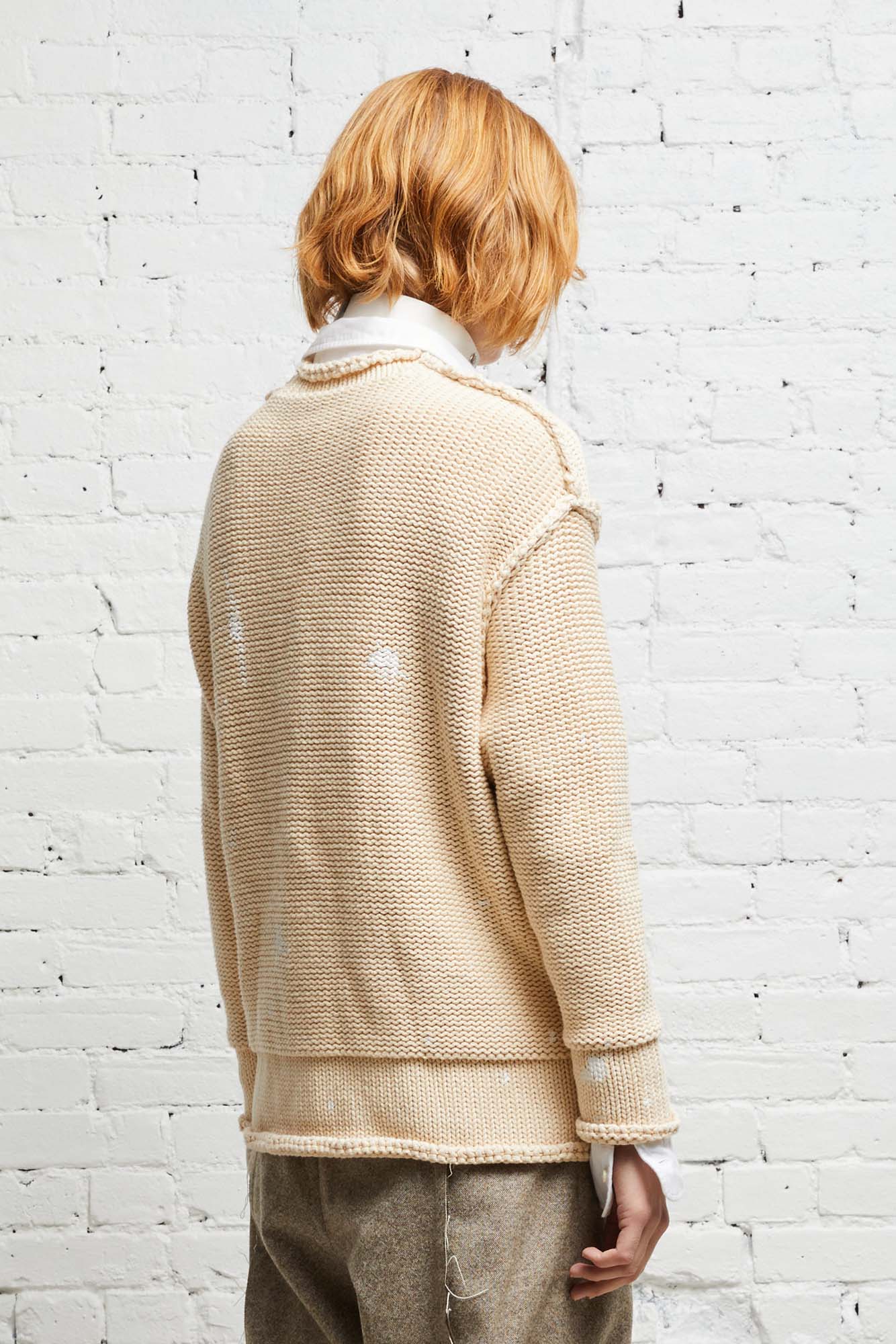 ROLLED EDGE BOXY CARDIGAN - NATURAL