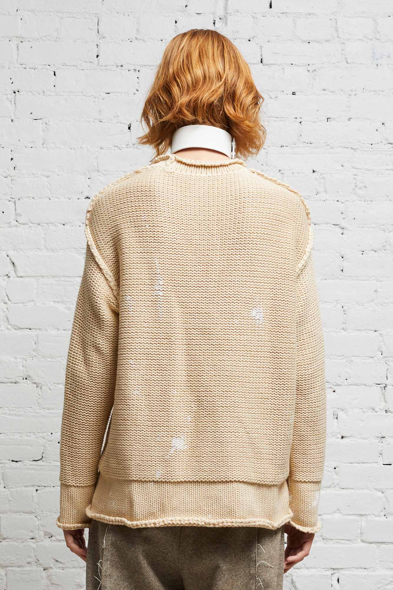 ROLLED EDGE BOXY SWEATER - NATURAL