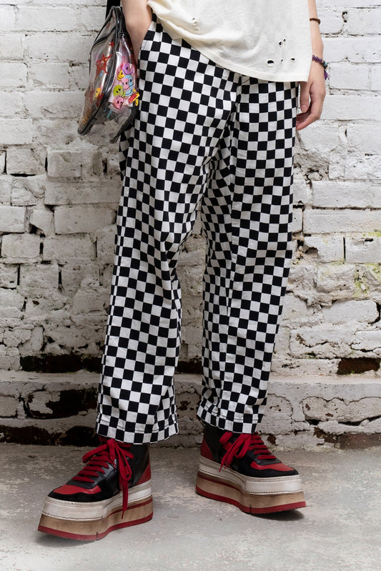 SLOUCH PANT - BLACK AND WHITE CHECKER